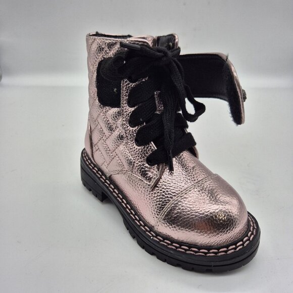 Kurt Geiger London Girl's  Metallic Pink Leather Strap Ankle  Boots Size 5 C (44 - Picture 8 of 10